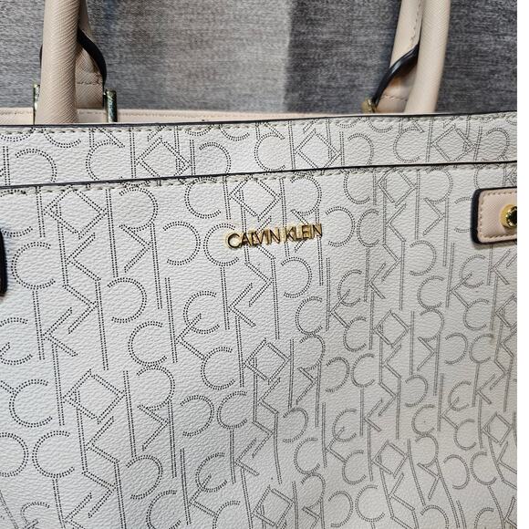 Authentic Calvin Klein Taupe/Tan/Beige Signature Satchel H7DDJ6XG - Picture 3 of 6